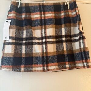 Plaid Mini Skirt in Navy, Brown & Cream - Unbranded